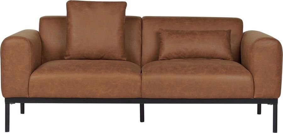 Beliani MALMOS Tweezitsbank Bruin Kunstleer