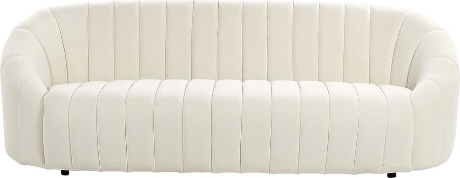 Beliani Bank MALUNG Fluweel Gebroken wit 3-zitter - Foto 2