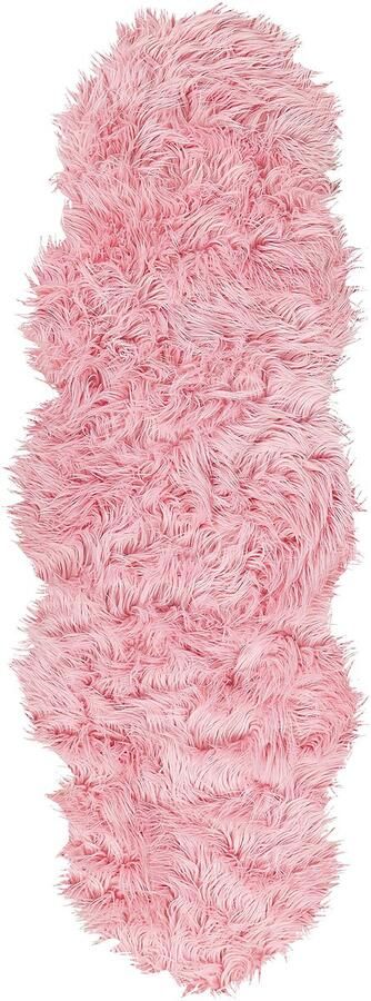Beliani Vloerkleed van imitatie schapenvacht roze 180 x 60 cm MAMUNGARI