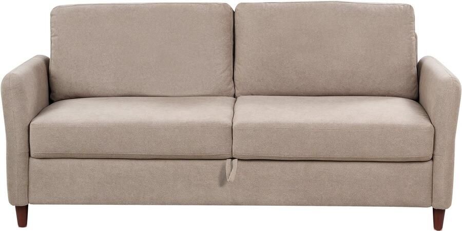 Beliani MARE Driezitsbank met opbergruimte Taupe Corduroy