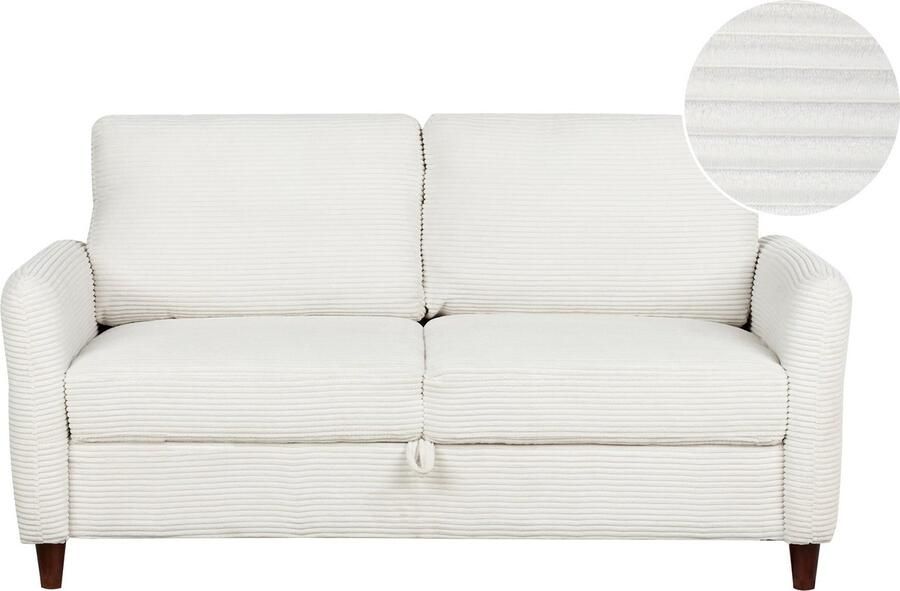 Beliani MARE Tweezitsbank met opbergruimte Gebroken wit Corduroy