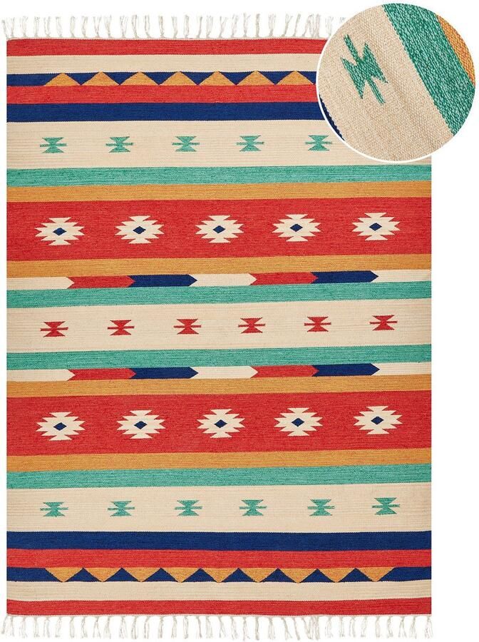 Beliani MARGARA Vloerkleed Meerkleurig 140 x 200 cm Katoen