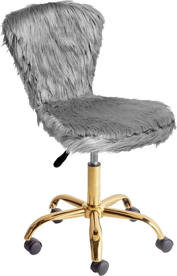 Beliani MARGATE Bureaustoel Grijs Kunstbont