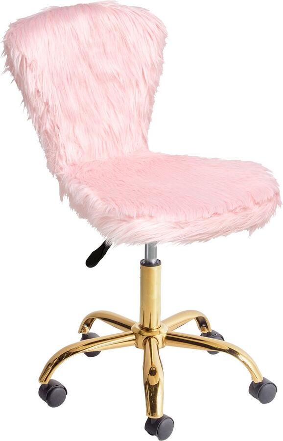 Beliani MARGATE Bureaustoel Pastelroze Kunstbont