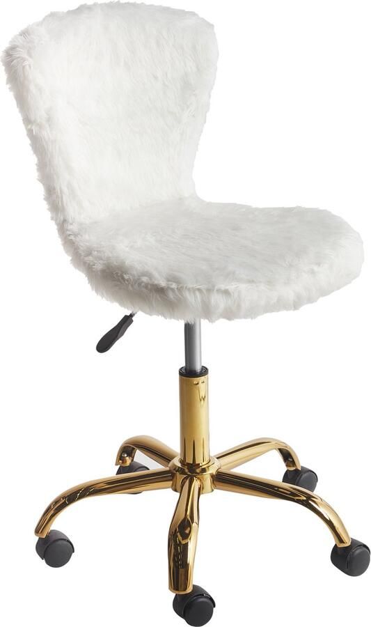Beliani Bureaustoel Draaibaar MARGATE Nepbont Wit