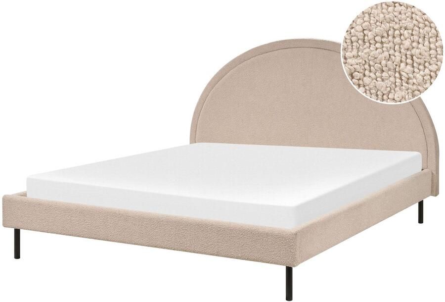 Beliani MARGUT Bed Beige 160 x 200 cm BouclÃ©