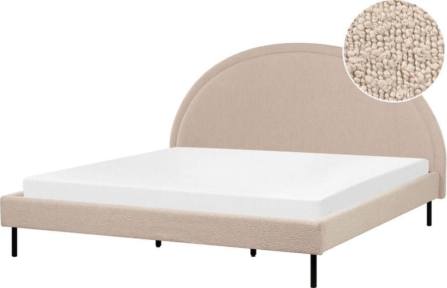Beliani MARGUT Bed Beige 180 x 200 cm BouclÃ©