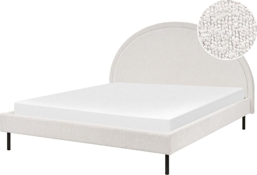 Beliani MARGUT Bed Wit 160 x 200 cm BouclÃ©