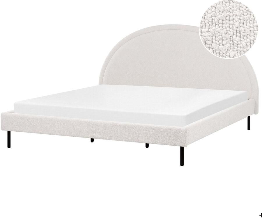 Beliani MARGUT Bed Wit 180 x 200 cm BouclÃ©