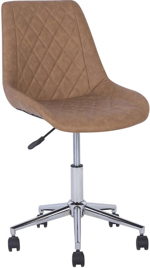 Beliani Bureaustoel Draaibaar MARIBEL Kunstleer Goudbruin - Foto 2