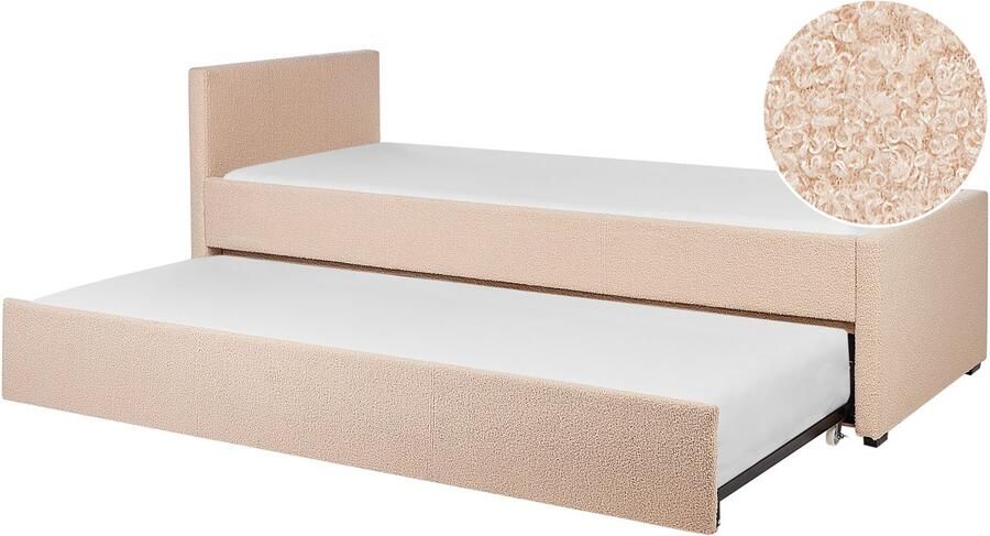 Beliani Onderschuifbed Bouclé MARMANDE 80 x 200 cm Perzik