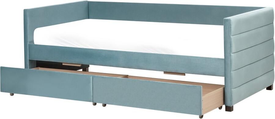 Beliani MARRAY Bedbank met opbergruimte Mintgroen 90 x 200 cm Fluweel