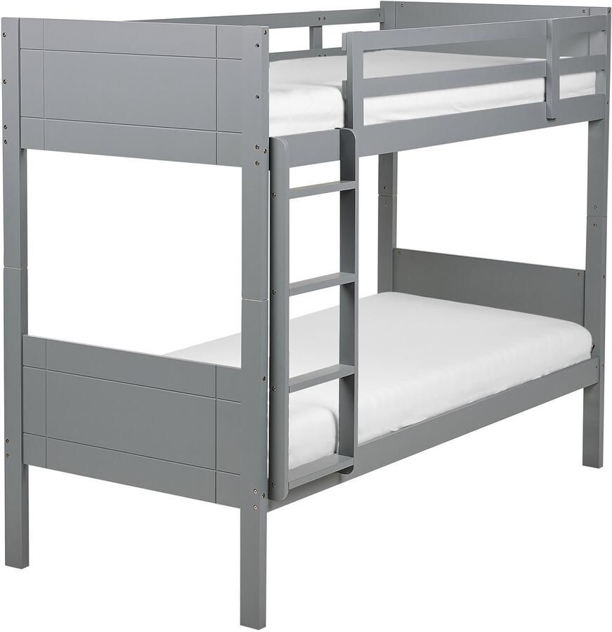 Beliani MAULDE Stapelbed Grijs 90 x 200 cm Rubberhout