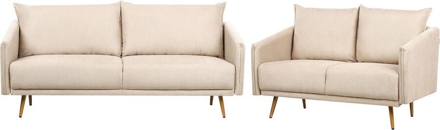 Beliani Bankenset MAURA Fluweel Beige 5-zitter