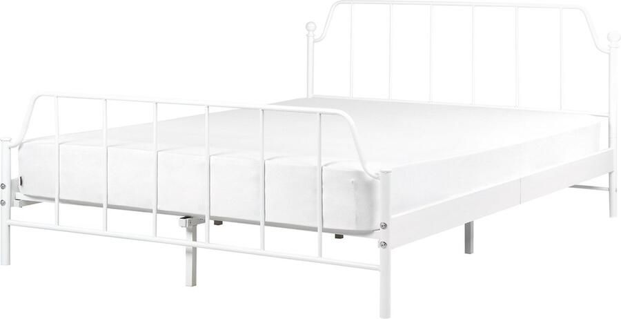 Beliani MAURESSAC Tweepersoonsbed Wit 140 x 200 cm Metaal