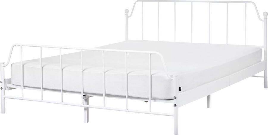 Beliani MAURESSAC Tweepersoonsbed Wit 160 x 200 cm Metaal