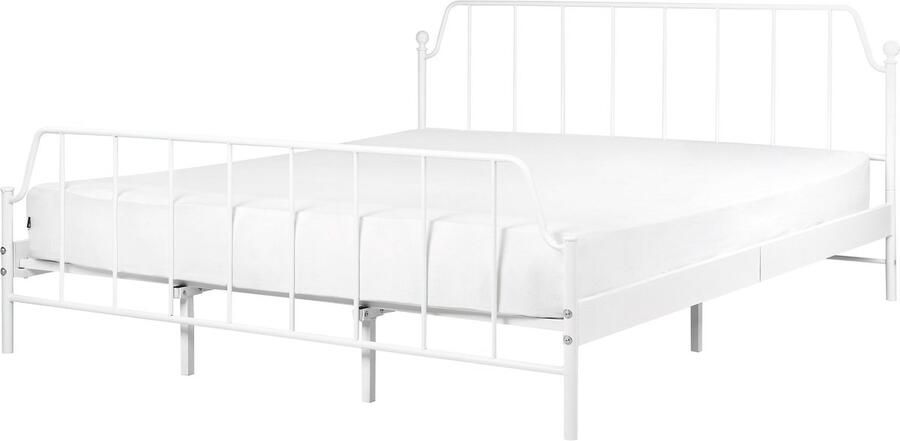 Beliani MAURESSAC Tweepersoonsbed Wit 180 x 200 cm Metaal