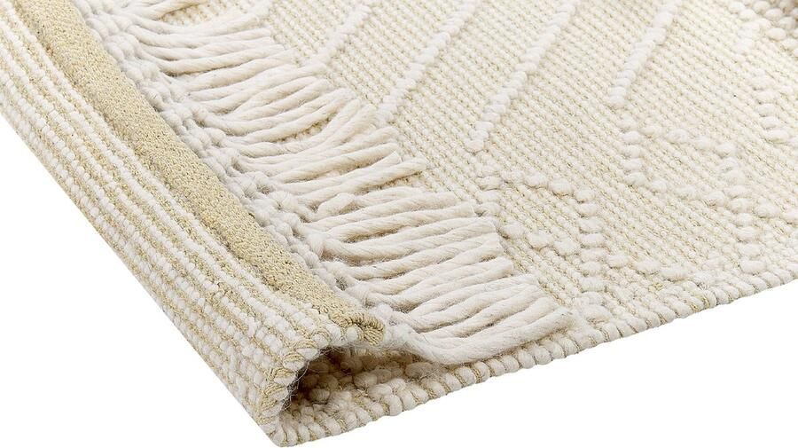 Beliani MAVIKENT Modern vloerkleed Beige 160 x 230 cm Wol