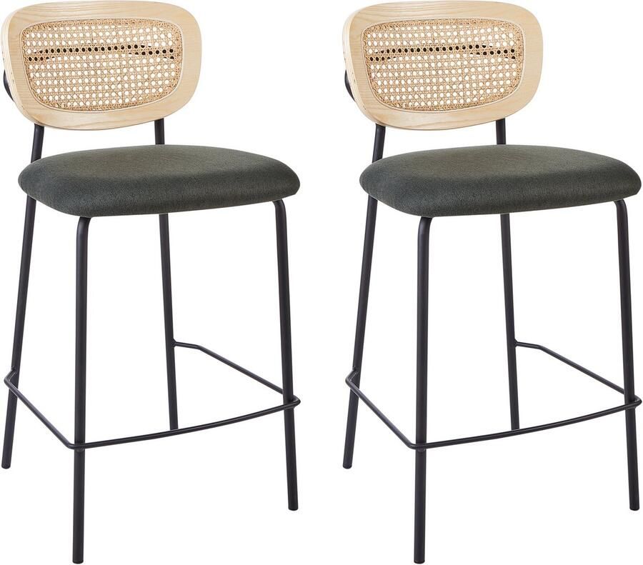 Beliani MAYETTA Barkruk set van 2 Donkergroen Polyester