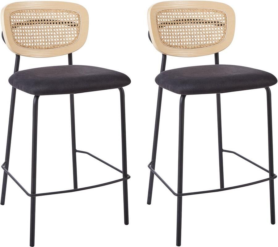 Beliani MAYETTA Barkruk set van 2 Zwart Polyester