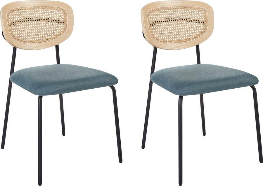 Beliani MAYETTA Eetkamerstoel set van 2 Blauwgroen Polyester