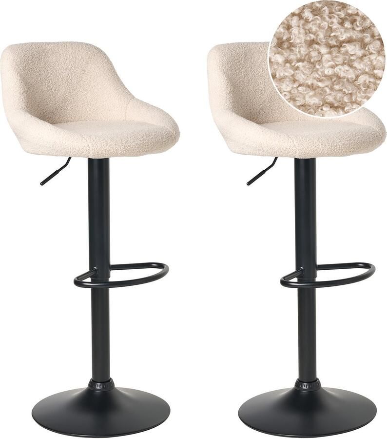 Beliani MEDULIN Barkruk set van 2 Lichtbeige Bouclé