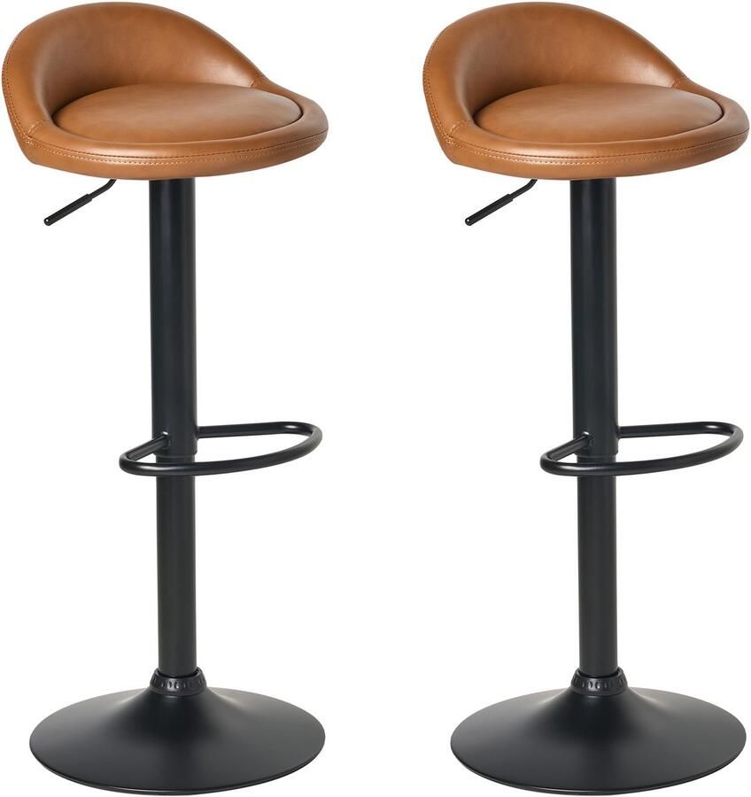 Beliani MEEDER Barkruk set van 2 Goudbruin Kunstleer