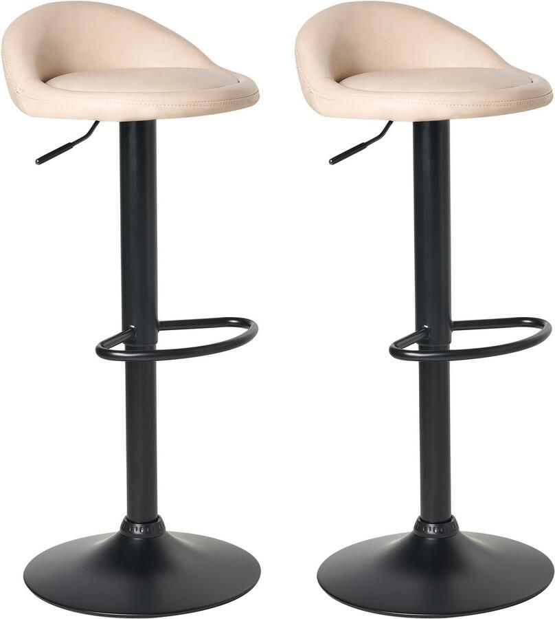 Beliani MEEDER Barkruk set van 2 Lichtbeige Kunstleer