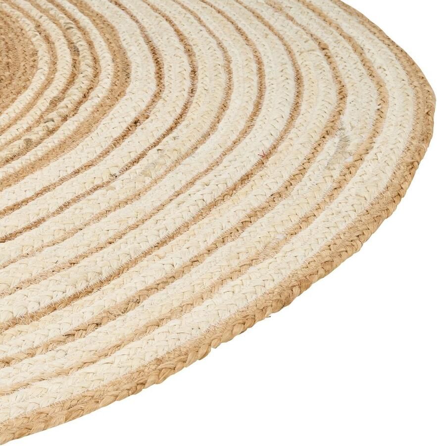 Beliani MELEKLI Laagpolig vloerkleed Beige Wit ø 140 cm Jute