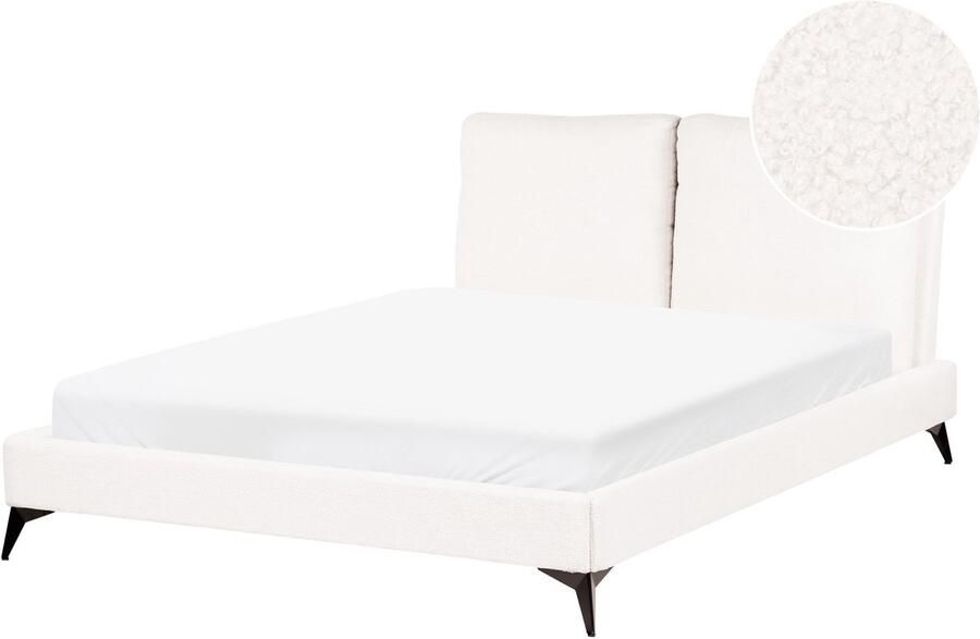 Beliani MELLE Tweepersoonsbed Gebroken wit 140 x 200 cm Bouclé - Foto 2