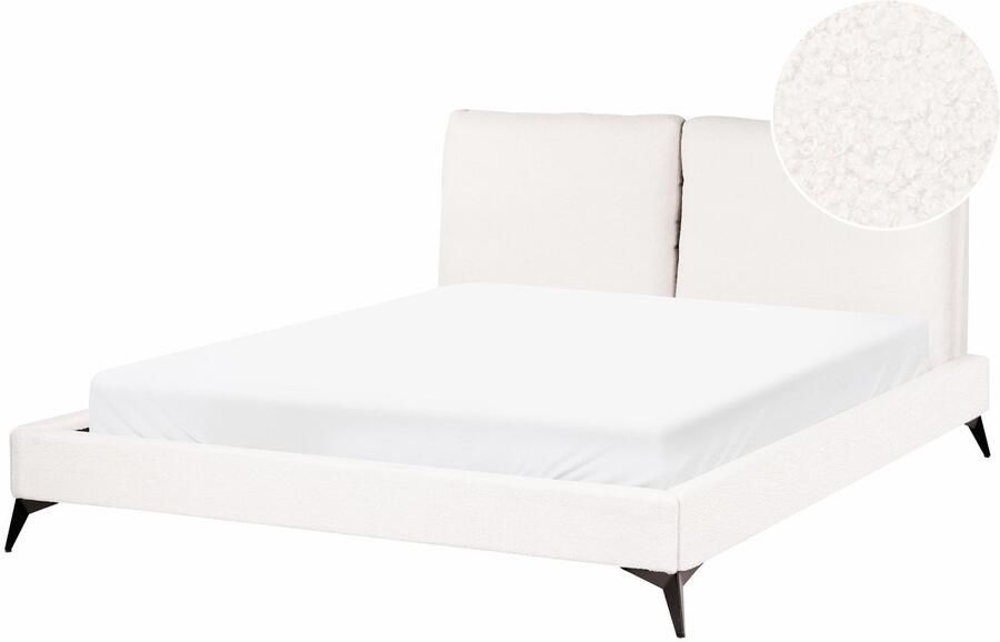 Beliani MELLE Tweepersoonsbed Gebroken wit 160 x 200 cm Bouclé - Foto 2