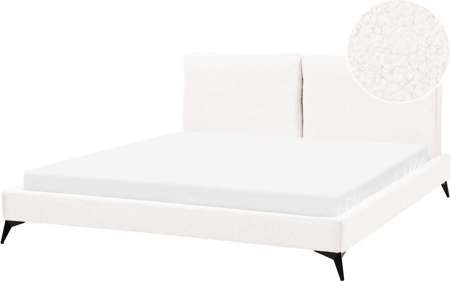 Beliani MELLE Tweepersoonsbed Gebroken wit 180 x 200 cm Bouclé - Foto 2