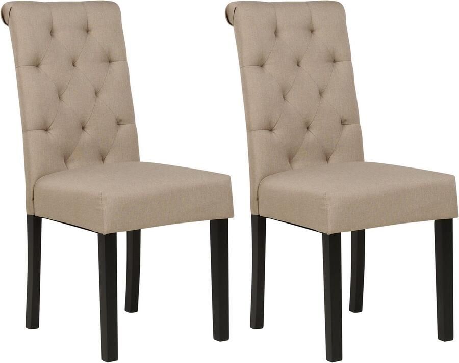 Beliani MELVA Eetkamerstoel set van 2 Taupe Polyester