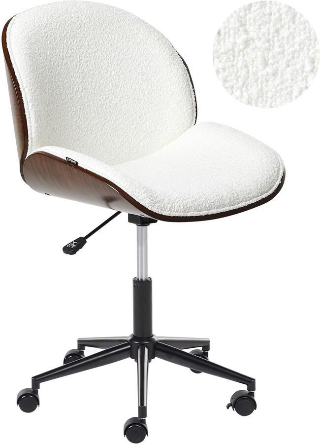 Beliani MENESHA Bureaustoel Donkerhout Wit Polyester - Foto 2