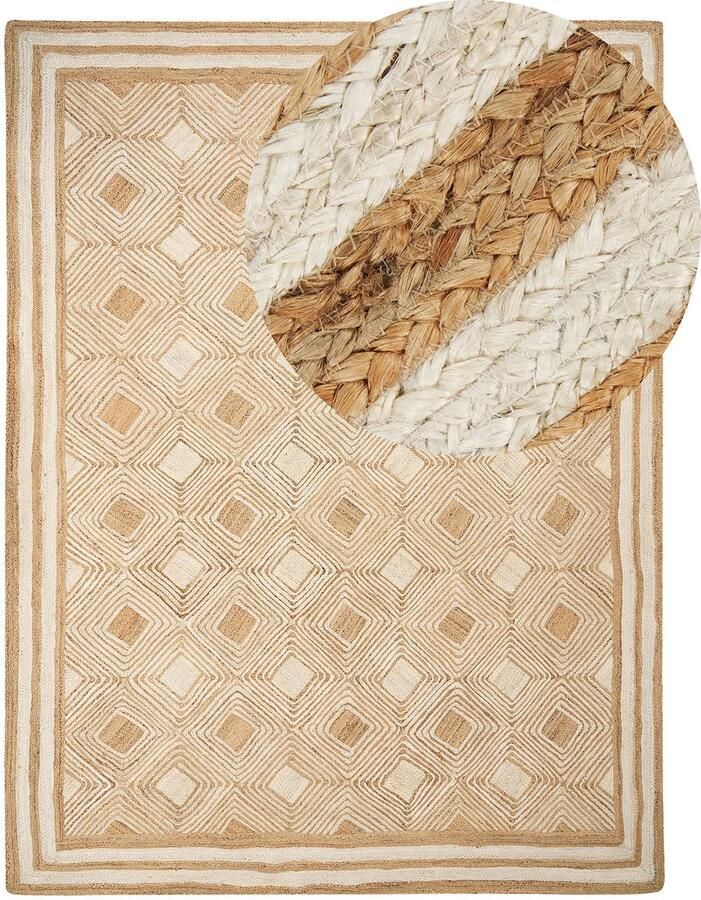 Beliani MENGEN Vloerkleed Lichtbeige 300 x 400 cm Jute