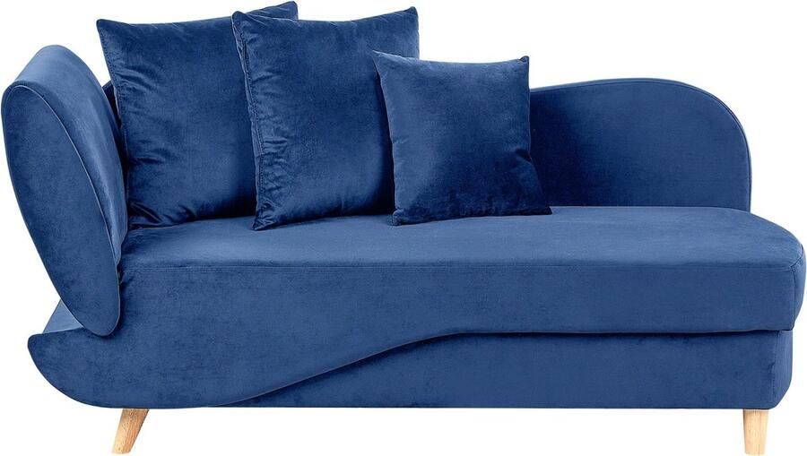 Beliani MERI II Chaise longue Blauw Linkerzijde Fluweel