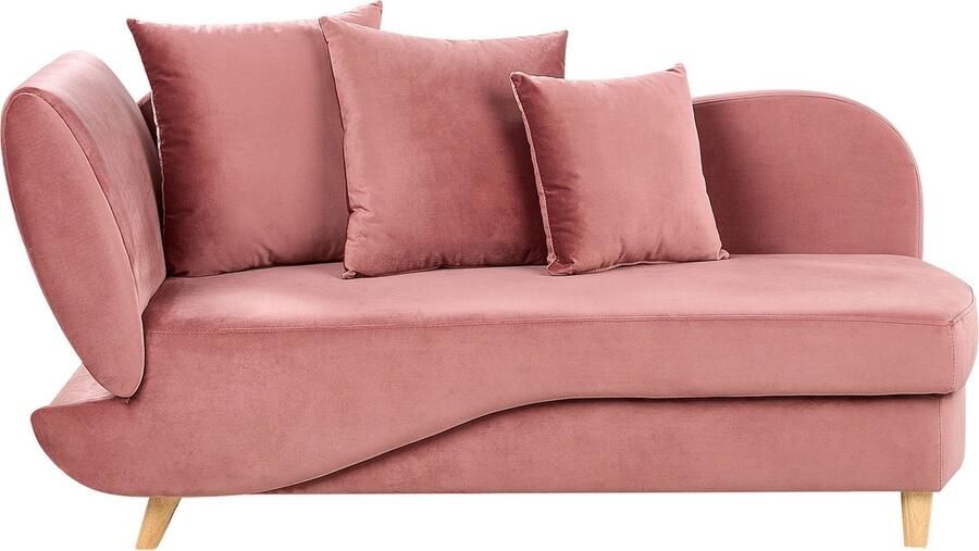 Beliani MERI II Chaise longue Roze Linkerzijde Fluweel