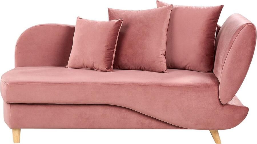 Beliani MERI II Chaise longue Roze Rechterzijde Fluweel