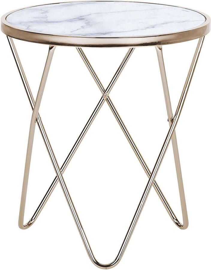 Beliani Bijzettafel MERIDIAN Veiligheidsglas Marmer goud