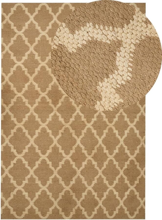 Beliani -MERMER-Laagpolig vloerkleed-Lichtbeige-200 x 300 cm-Jute