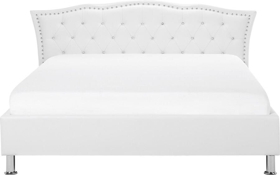 Beliani METZ Tweepersoonsbed Wit 160 x 200 cm Kunstleer