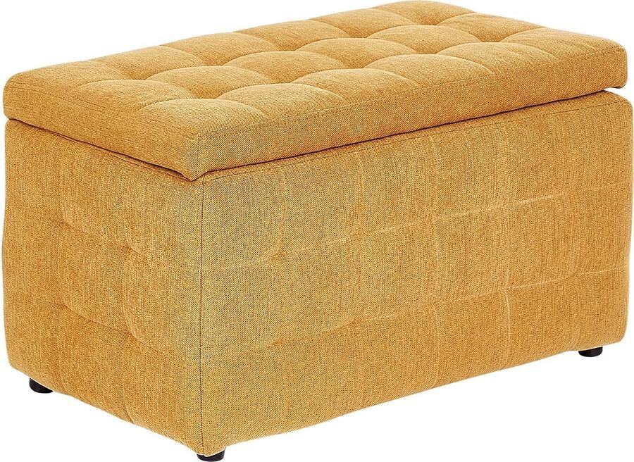 Beliani Opbergpoef MICHIGAN Stof Geel