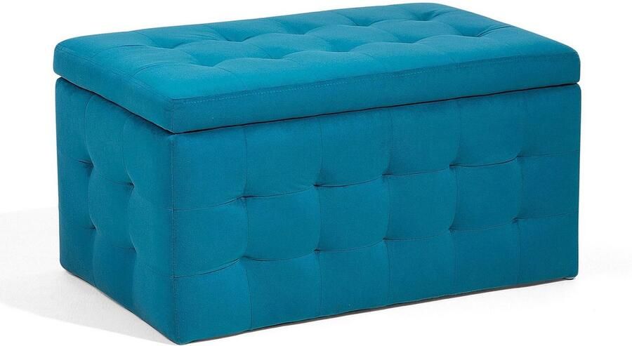 Beliani Opbergpoef MICHIGAN Fluweel Zeeblauw - Foto 3