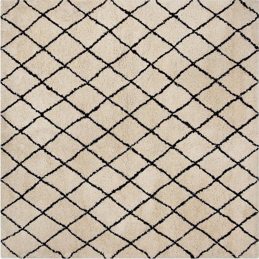 Beliani MIDYAT Laagpolig vloerkleed Beige 200 x 200 cm Polyester