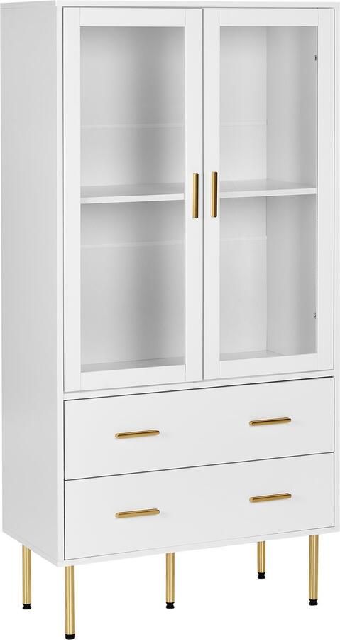 Beliani Glazen vitrinekast MILORA 80 cm Wit