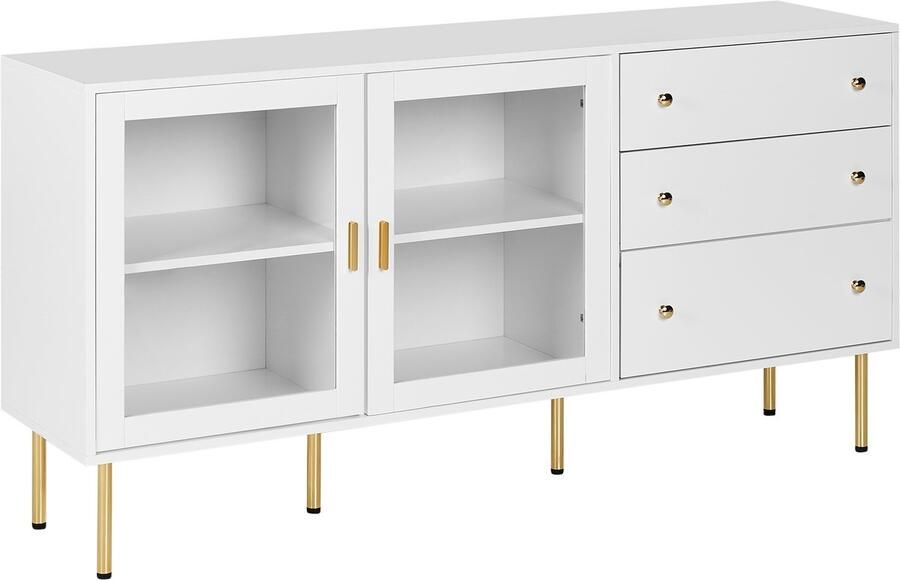 Beliani Dressoir met glazen deuren MILORA 160 cm Wit
