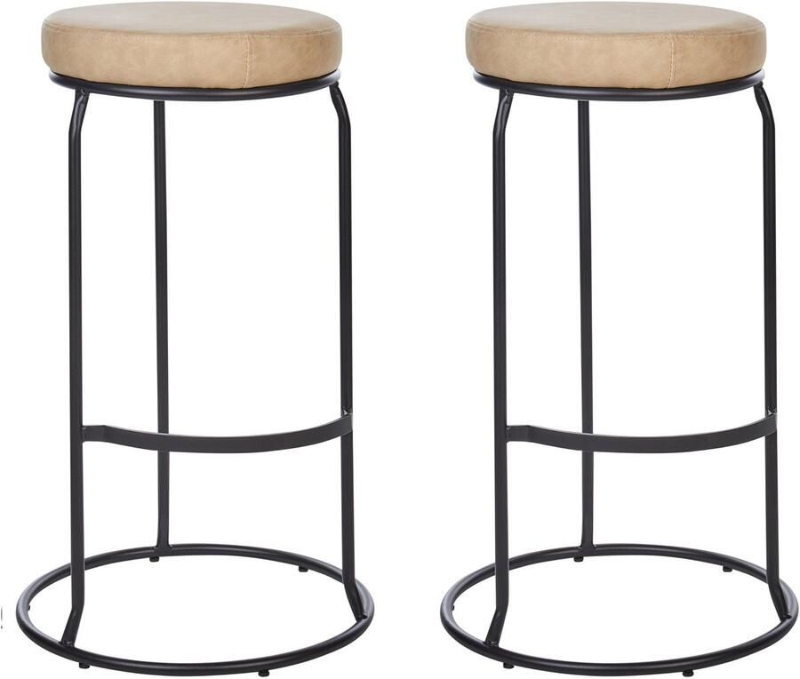 Beliani MILROY Barkruk set van 2 Beige Kunstleer