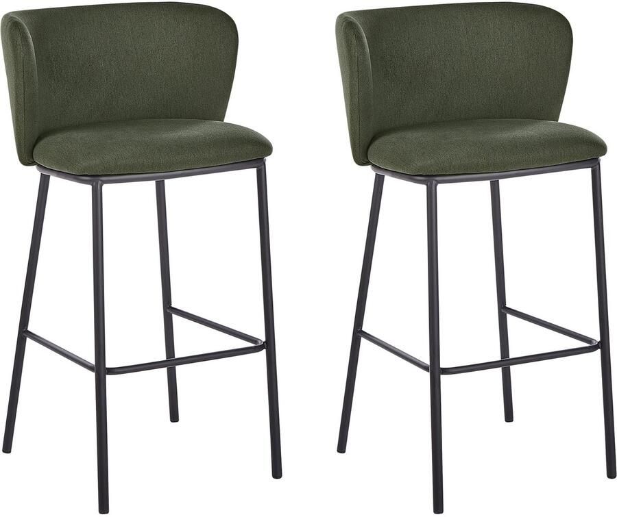 Beliani MINA Barkruk set van 2 Donkergroen Polyester