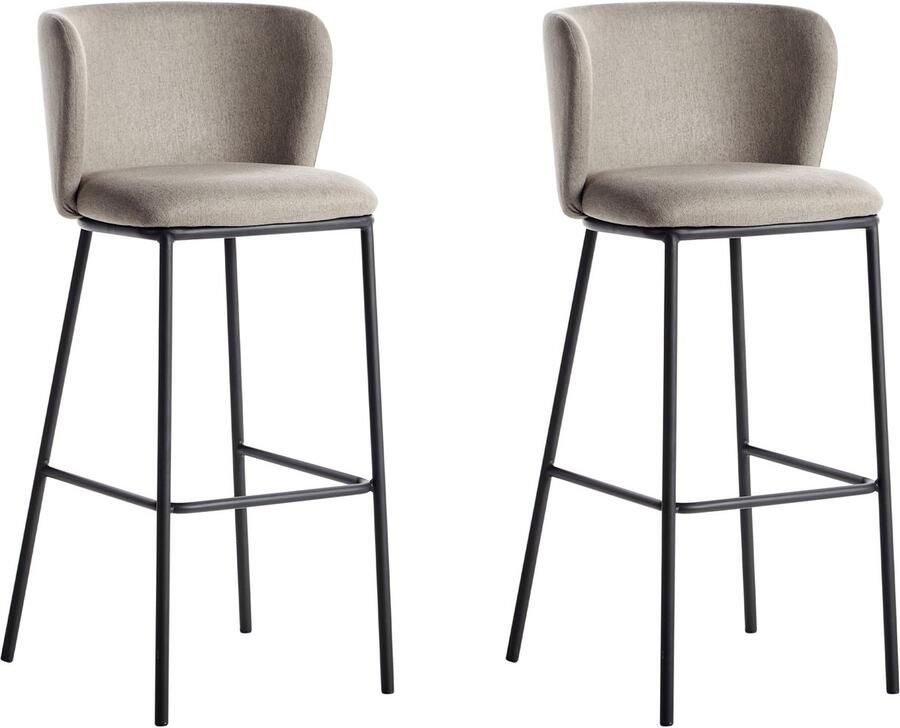 Beliani MINA Barkruk set van 2 Taupe Polyester