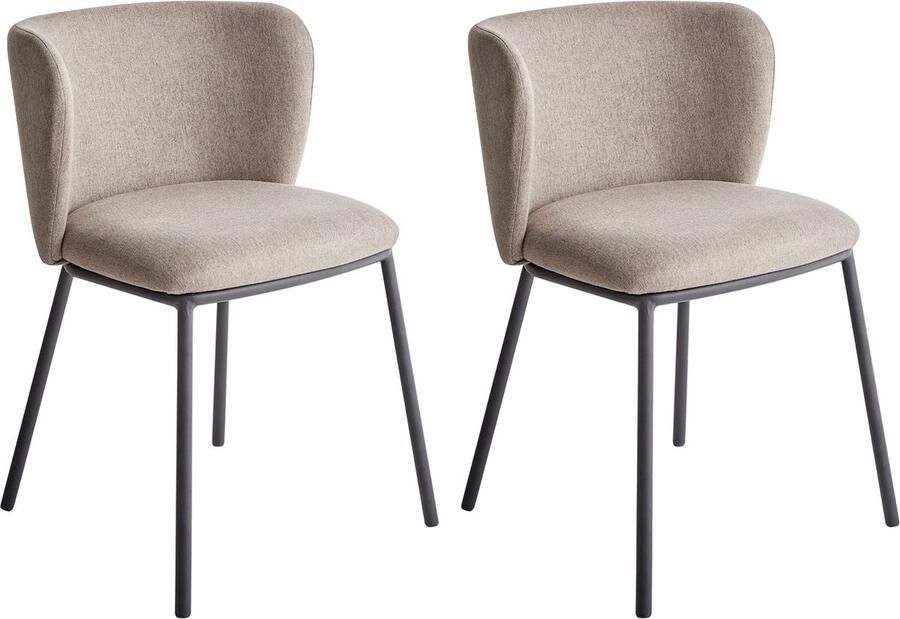 Beliani MINA Eetkamerstoel set van 2 Taupe Polyester